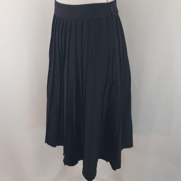 Club Monaco Black Pleated Wool Blend Stretch A-Line Banded Waist Midi Skirt 4 - Picture 4 of 10